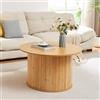 [en.casa] Tavolino da Salotto a Piano Rotondo e Base Cilindrica con Doghe Verticali Tavolo Centrale Rotondo Basso da Caffè 48 x Ø80 cm per Soggiorno Ingresso - Naturale