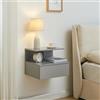 [en.casa] Comodino da Parete con Cassetto e Ripiani Portaoggetti Mensola da Muro 40x35x31 cm Mobiletto Sospeso per Camera da Letto Ingresso - Grigio Chiaro