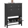 SoBuy Scarpiera con cassetto e 2 ribalte 80x25x108cm per ingresso | Mobile nordico in MDF laccato con cassetto superiore, carico 50kg, protezione pavimento, nero FSR89-SCH