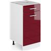 Vicco Mobiletto base per cucina R-Line, Rosso lucido, 40 cm senza piano di lavoro, per la libera combinazione all'interno di sistemi cucina modulari