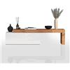 WHOUS Mobile Porta TV CHRONOS per Soggiorno con 1 Anta a Ribalta, Mobile Tv Regolabile per Salotto in Legno, 180/290x40x51 cm, Bianco Lucido e Rovere