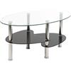 LANTUS Tavolino in Vetro Semplice ed Elegante, Tavolino da Soggiorno in Vetro con Piedi in Metallo, Forma Ovale con 2 Ripiani (90 * 50 * 43cm trasparente+nero)