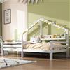 Wiuzo Lettino per bambini con ripiano portaoggetti a forma di camino, 90 x 200 cm, bianco