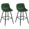 EUGAD Set di 2 Sgabelli Alto, Sgabello da Cucina Moderno, Sedia da Bar con Poggiapiedi, con Schienale, per Bistrot, Pub, Caffetteria, in Velluto e Metallo, Verde Scuro