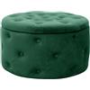 AKORD | Pouf in Velutto ALIA | Poggiapiedi | Contenitore per Piccoli Oggetti | Imbottito | Pouf Decorativo Trapuntata | Per il Soggiorno e la Camera da Letto | Bottiglia di Verde