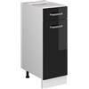 Vicco Mobiletto base per cucina R-Line, Nero lucido, 30 cm
