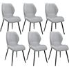 FRUOGO Set di 6 Sedie da Pranzo,Moderne Cucina e Camera da Letto Sedie, Gambe Metallo e Imbottitura con Motivo a Diamante, con Cuscino in Spugna di Lino,Grigio.