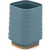 Inbagno Portaspazzolini da Bagno a Bicchiere, Turchese Cobalto in ABS e bambù Naturale, Linea Wave (Portaspazzolini)