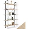 tectake® Scaffale Glasgow Industrial 106 x 34,5 x 179,5 cm, Libreria Verticale, 5 Ripiani con belle venature, Libreria Portaoggetti, Montaggio Semplice e Rapido, Biblioteca - Legno Industriale Chiaro