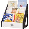 FUNLIO Libreria Montessori per Bambini 1-5 Anni, Libreria Frontale con Maniglia e Dispositivo Anti-Inclinazione, Pino Premium, per Asilo Nido/Aula, Certificato CE/CPC - Nero & Bianco