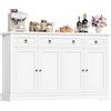 FirFurd Credenza Cucina 134cm,Madia Cucina con 3 Cassetti e 4 Ante Bianco
