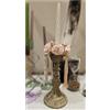 Mata Creazioni Girocandela Decoro Corona di Rose Cipria Artificiale, Made in Italy D10 cm