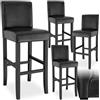 tectake® Set di 4 sgabelli da Bar con Gambe in Legno Massiccio, Seduta Confortevole, Altezza Regolabile 107 cm, Sedia da Pranzo Design Ergonomico, Ideale per Sala da Pranzo e Cucina - Nero