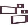 MODULARREDO | MERLINO Set 4 Mensole da Muro, Pensile Bagno, Scaffale Parete, 75x30 e 60x25 p15.5 cm, 2 da 25x15 cm, Viola Melanzana - Made in Italy