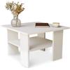 MeblePitus.pl Tavolino moderno bianco universale, design innovativo, ripiano inferiore, per ogni stanza, struttura solida, forte e stabile 55D x 55W x 45H cm