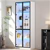 TIZZ Vetrina 80 x 35 x 200 cm con ante in vetro, LED, armadio alto, libreria, vetrina per vino, elegante credenza con doppie porte, scaffale in vetro e supporto per vino