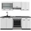 Vicco Cucina componibile R-Line, Bianco rustico/antracite, 200 cm, PL Antracite, adatto per l'espansione individuale con moduli aggiuntivi