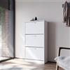 SONNI Portascarpe 63x30x120cm, Scarpiera Armadio a 3 Ripiani, Scaffale per Scarpe Moderno con Dispositivo Antiribaltamento Classico Facile da Montare - Bianco