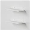 Steelnovo | Caronte, Coppia di Mensole Portafoto in Metallo Verniciato, 2 Mensole da Parete Portaoggetti, 20x3x10 cm, Colore Bianco, Design Minimal e Moderno, Scaffale da Muro, Made in Italy