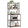 WOLTU Scaffale Cucina 6 Ripiani, Baker's Rack con 6 Ganci, Scaffale per Microonde, Forno e Macchina da Caffè, Struttura in Metallo, 80 x 40 x 167cm, Marrone Rustico+Nero