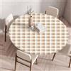 Morbuy Plastificata Tovaglia Rotondo con Bordo Elastico, Tovaglie da Tavola Impermeabile Antimacchia Plastica Tovaglia per Salotto caffè Pranzo Giardino -Plaid Geometria (120cm,caffè)