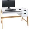 Mendler Scrivania toeletta consolle tavolino HWC-K12 Legno bambù 76x155x58cm - Bianco