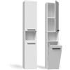 CDF Mobile da Bagno Lavanderia Colonna Bagno con Cesto per Biancheria Armadio Salvaspazio per Spazi Ridotti Soggiorno Corridoio WC Bianco largh 31 cm 30x31x174 cm Facile Montaggio
