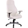 CLP Sedia Ergonomica Ufficio Con Braccioli Layton I Poltrona Direttore Imbottita In Similpelle O Vera Pelle Girevole, Colore:bianco, Materiale:Ecopelle