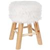 ATMOSPHERA CREATEUR D'INTERIEUR Sgabello a Pouf Rotondo in Pelliccia - Stabile e Robusto - Colore: Bianco
