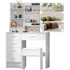 Teousev Toeletta da Trucco con Specchio Scorrevole e Sgabello, Scrivania Make Up Ampia con Luci Dimmerabili, Postazione Trucco con 6 Cassetti e 6 Ripiani, 36×80×131 cm, Bianco, J51207