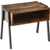 COSTWAY Tavolino da Salotto in Legno con Struttura di Metallo, Tavolino-Comodino Impilabile con Scompartimenti Aperti, Ideale per Soggiorno e Camera da Letto, 54 x 35 x 45 cm, Marrone (1)