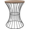 Spetebo Tavolino di design in metallo con piastra in legno, tavolo decorativo con struttura in metallo curvo moderno 39.5 cm x 30 cm Nero
