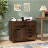 RELAX4LIFE Cassettiera Scrivania Mobile con 5 Cassetti e Anta, 100 kg Portata Massima, Ruote Girevoli con Blocco, 79x40x65 cm, per Ufficio e Casa (MARRONE)