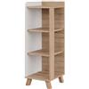 Vicco Mobiletto midi Karen, Sonoma/Bianco, 30 x 90 cm con 4 ripiani, adatto per la conservazione di articoli da bagno e asciugamani