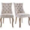I0I&I0I Set di 4 sedie da pranzo in velluto di lusso | Sedia a 4 piedi in beige con schienale alto e trapuntatura a bottone | Struttura in legno massello | Set da 4 (2, Beige chiaro, 51x 47x97cm)
