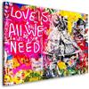ARTEDinoi Quadro Moderno Stampa su Tela Pop Art Street Art Style all We Need Is Love Canvas Dimensione 120x80x2cm