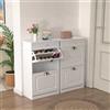 HUOLE Mobiletto portaoggetti per scarpa, scarpiere, cassettiera con 2 paralumi, mobile d'ingresso, cassapanca, 82 x 52 x 23 cm, bianco (2 pezzi)