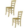 t m c s Tommychairs - Set 2 sedie modello Cuore per cucina bar e sala da pranzo, robusta struttura in legno di faggio levigato, non trattato, 100% naturale e seduta in paglia