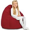 Italpouf Poltrona Sacco L Bambini, Interno, Velluto, Riempimento Perle Polistirolo, Sfoderabile, Lavabile in Lavatrice, Certificato, Rosso, 90x77 cm