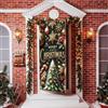 Treer Decorazione Natale per Porta d'Ingresso Interna e Esterna, Decorazione Copertura per Porta con Elastico Striscione da Appendere Coperto Sfondo per Casa Festa,Natale (90 * 210cm,Schema 4)