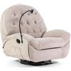 SIEDITI FUORI E DENTRO Poltrona Relax 3 Posizioni Girevole, Reclinabile e a Dondolo - Stile Moderno - Pina (Beige Chiaro)