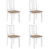 vidaXL 4x Legno Massello di Hevea Sedie da Pranzo con Cuscini in Poliestere Semplici Eleganti Sala Cucina Ristorante Seggiole Bianco e Crema