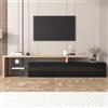 KAZZIO Design moderno del mobile TV elegante: elegante e pratico, effetto legno, ripiani in vetro, illuminazione a LED (colore nero e legno)