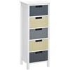 HOMCOM Cassettiera in legno a 5 cassetti Cassettiera ausiliaria con gambe rialzate Stile moderno per camera da letto soggiorno bagno 35x28x90,5 cm Multicolore
