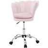 ML DESIGN modern living ML-Design Sedia da Scrivania per Bambini in Velluto Rosa Chiaro con Schienale a Conchiglia Struttura in Metallo Poltroncina Regolabile in Altezza e Girevole Ideale come Poltrona da Trucco o Toeletta
