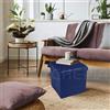 GBiancheria Pouf Contenitore Imbottito Pieghevole Ecopelle mis.31x31x31cm (Blu)