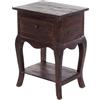 Design Delights Napoleon - Tavolino in Legno Riciclato, con cassetto, 64 x 45 x 34 cm, Marrone Scuro,Comodino