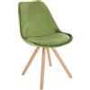 CLP Sedia Sofia con rivestimento in velluto e imbottitura di alta qualità I Sedia Visitor con robusta struttura a 4 gambe in legno, Colore:verde chiaro, Colore del telaio:natura (rotondo)