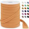 LEREATI Fettuccia Cotone 12mm x 50m Nastri in Sbieco di Cotone, Nastri in Sbieco per Cucito, Bordare, Rilegature, Sartoria, Grembiuli, Fai da Te (Albicocca)