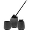 Inbagno Accessori Bagno da appoggio in Set in Ceramica Nera con Effetto Glitter, Design Moderno Elegante